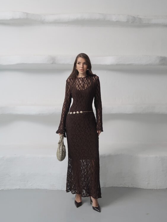 Galvin Maxi Elbise - Acı Kahve - 2