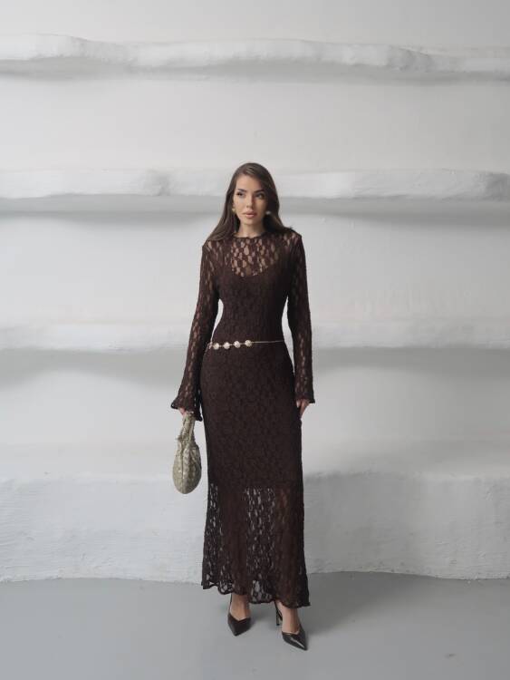 Galvin Maxi Elbise - Acı Kahve - 2