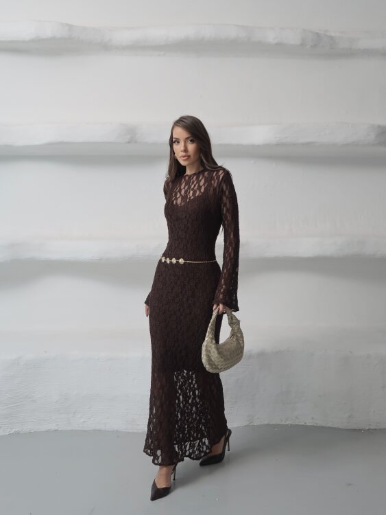 Galvin Maxi Elbise - Acı Kahve - 3