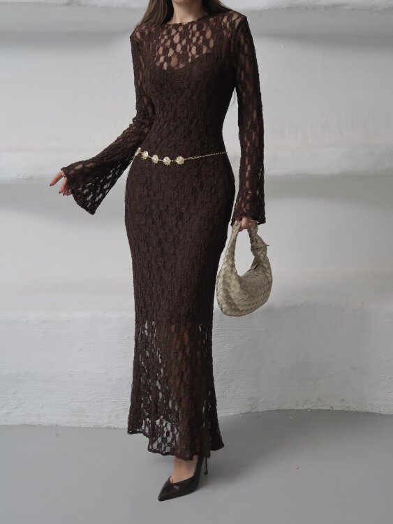 Galvin Maxi Elbise - Acı Kahve - 5