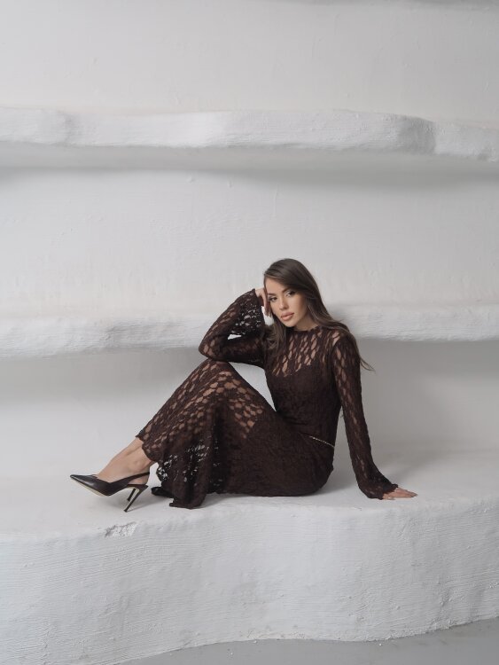 Galvin Maxi Elbise - Acı Kahve - 6