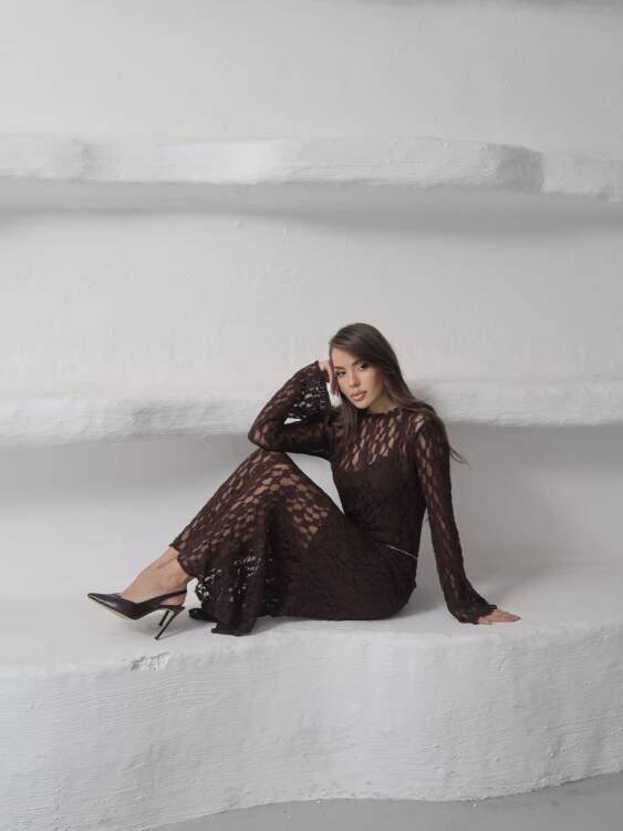 Galvin Maxi Elbise - Acı Kahve - 6