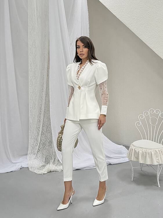 Gigi Dantel Detay Takım - Beyaz - 1