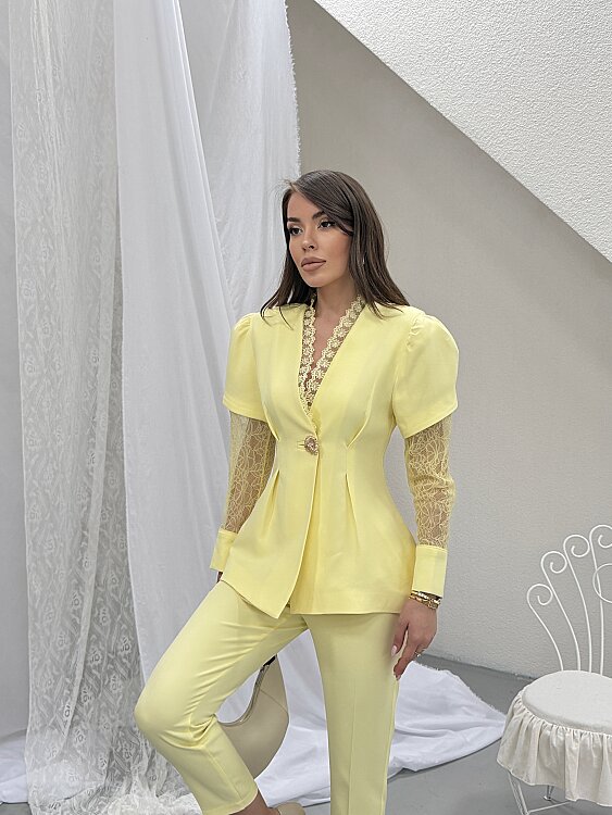 Gigi Dantel Detay Takım - Sarı - 3