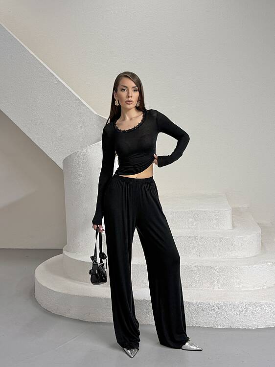 Gisel Kaşmir Takım - Siyah - 1