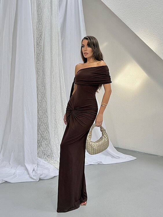 GLORY Maxi Elbise - Acı Kahve - Sevenday
