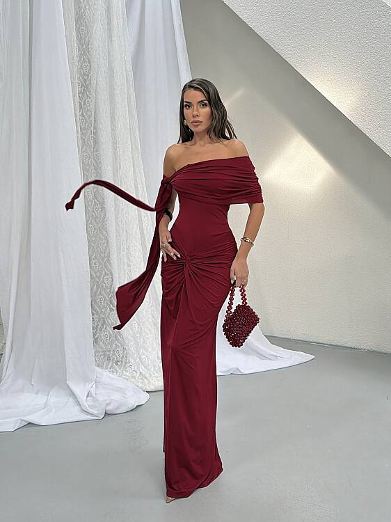 GLORY Maxi Elbise - Bordo - 1