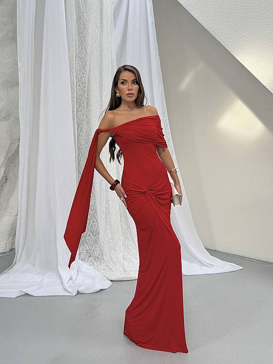 GLORY Maxi Elbise - Kırmızı - 3