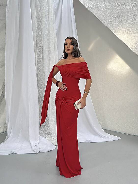 GLORY Maxi Elbise - Kırmızı - 4