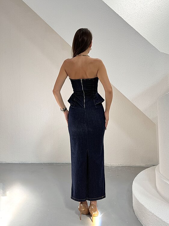 GOLDEN Maxi Elbise - Lacivert - 6