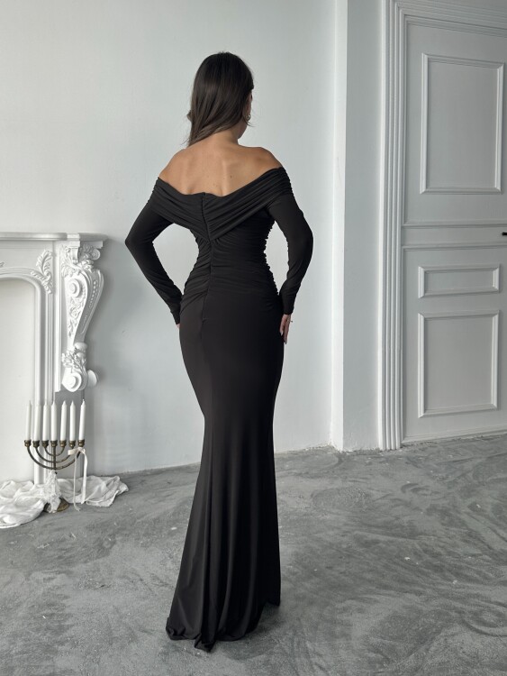 Grace Broş Detaylı Elbise - Acı Kahve - 6