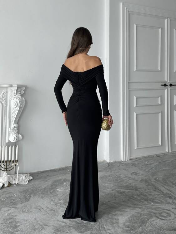 Grace Broş Detaylı Elbise - Siyah - 5