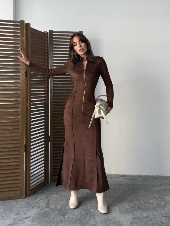 Hannah Maxi Elbise - Acı Kahve - 3