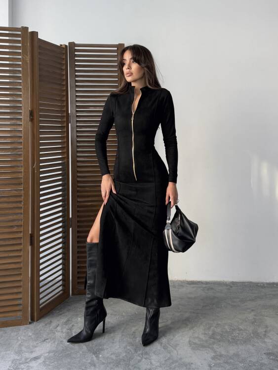 Hannah Maxi Elbise - Siyah - 1