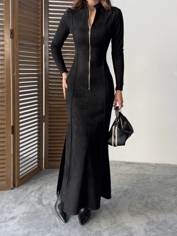 Hannah Maxi Elbise - Siyah - 5