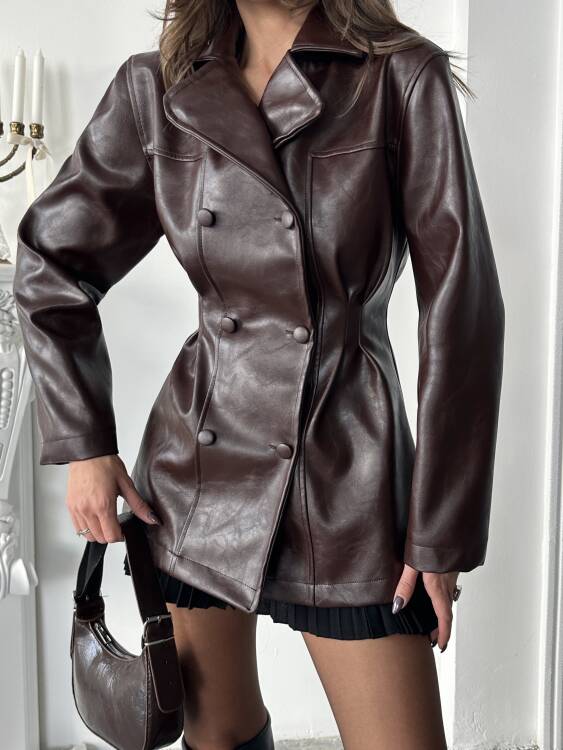 Hazel Deri Ceket - Acı Kahve - 6