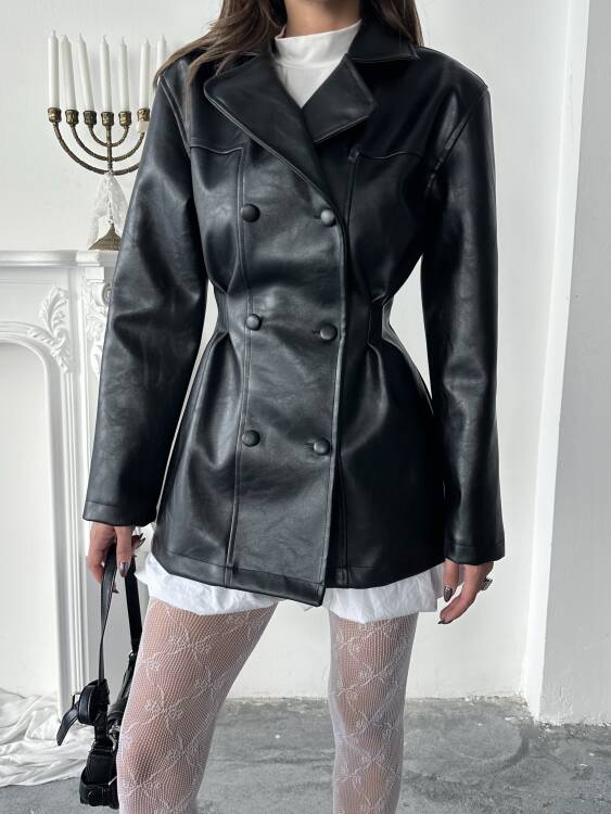 Hazel Deri Ceket - Siyah - 7