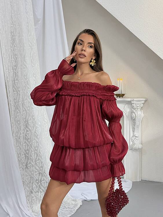 HOLLA Mini Elbise - Bordo - 3