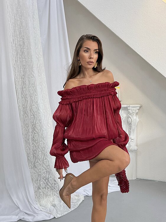 HOLLA Mini Elbise - Bordo - 4