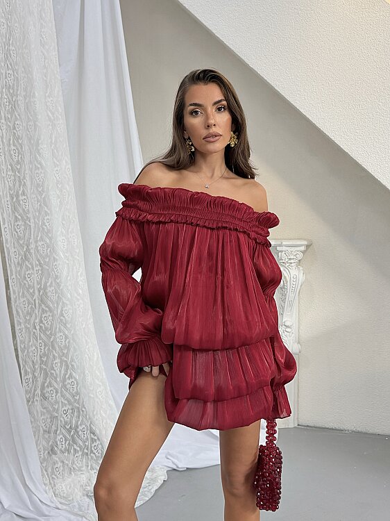 HOLLA Mini Elbise - Bordo - 5