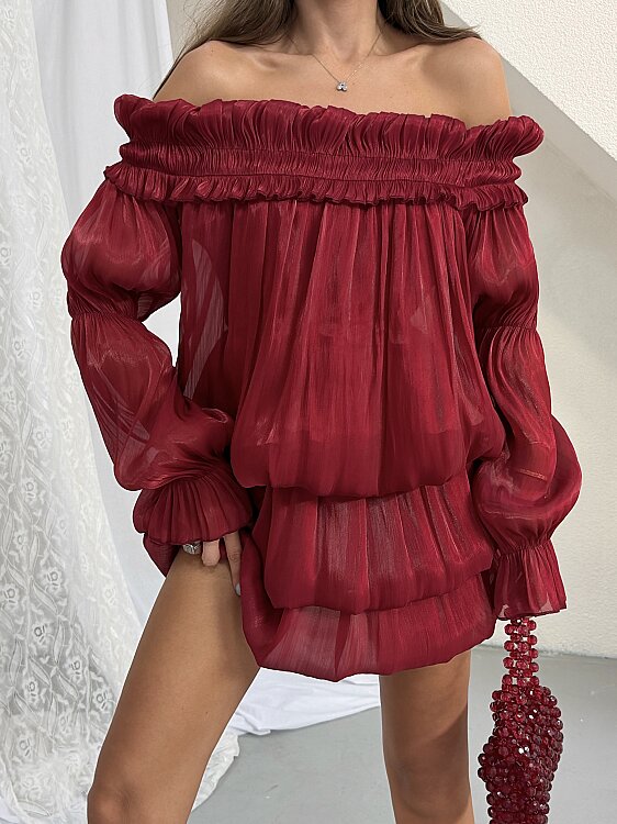 HOLLA Mini Elbise - Bordo - 6