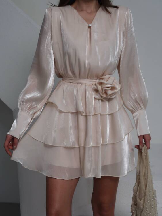 HUNTER Mini Elbise 3206 - Bej - 5