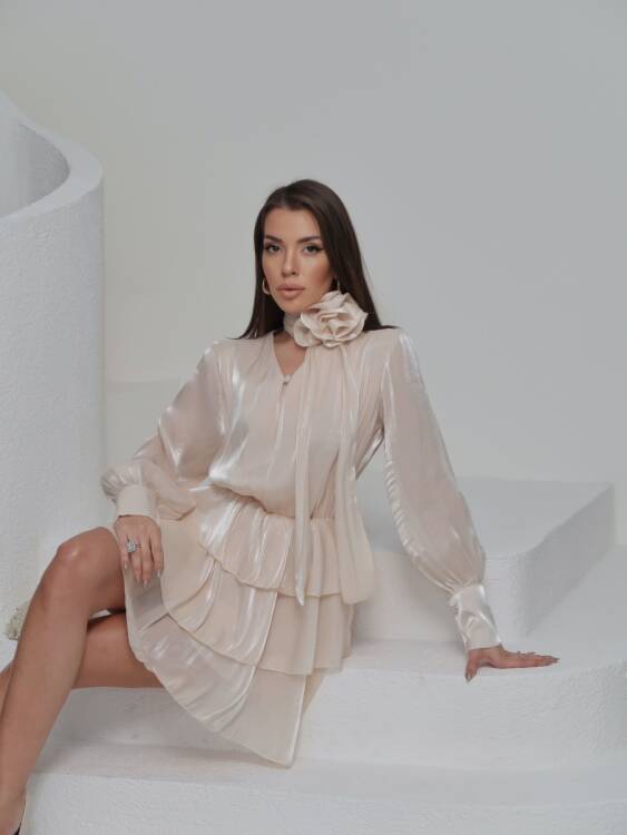 HUNTER Mini Elbise 3206 - Bej - 6