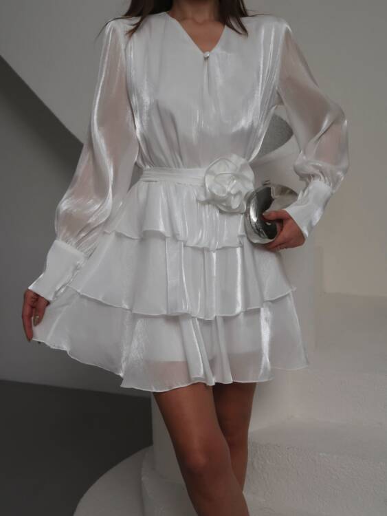 HUNTER Mini Elbise 3206 - Beyaz - 2