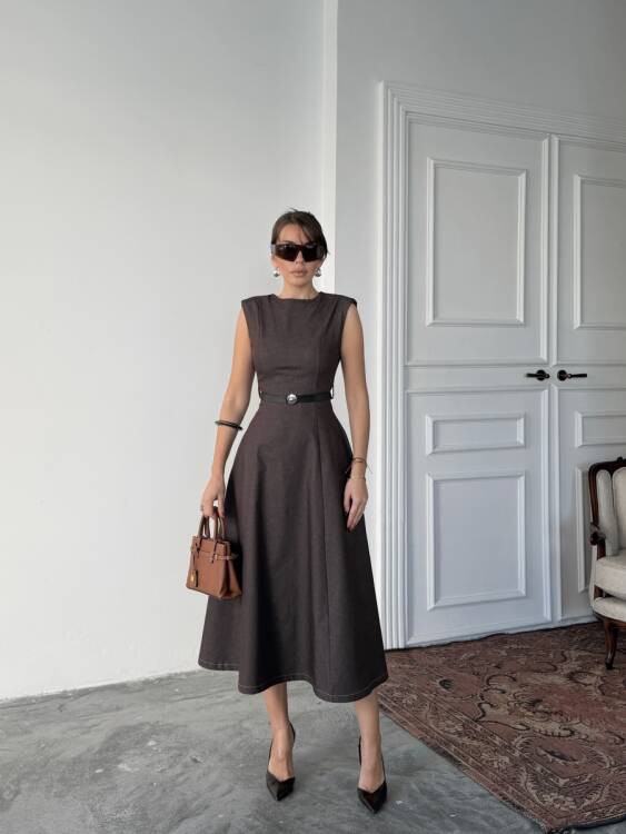 Jacop Midi Elbise - Acı Kahve - 1