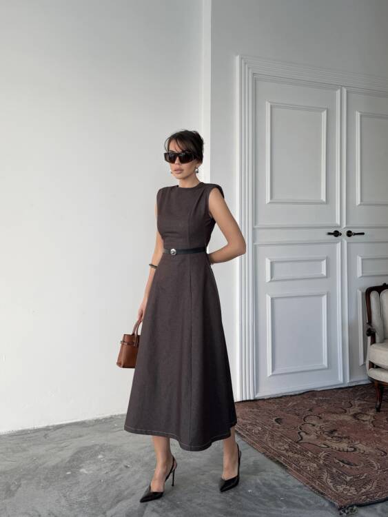 Jacop Midi Elbise - Acı Kahve - 2