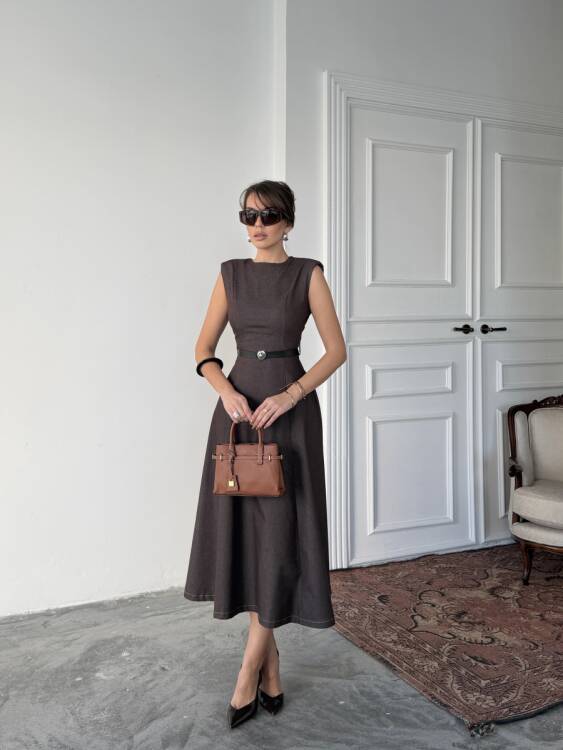Jacop Midi Elbise - Acı Kahve - 3
