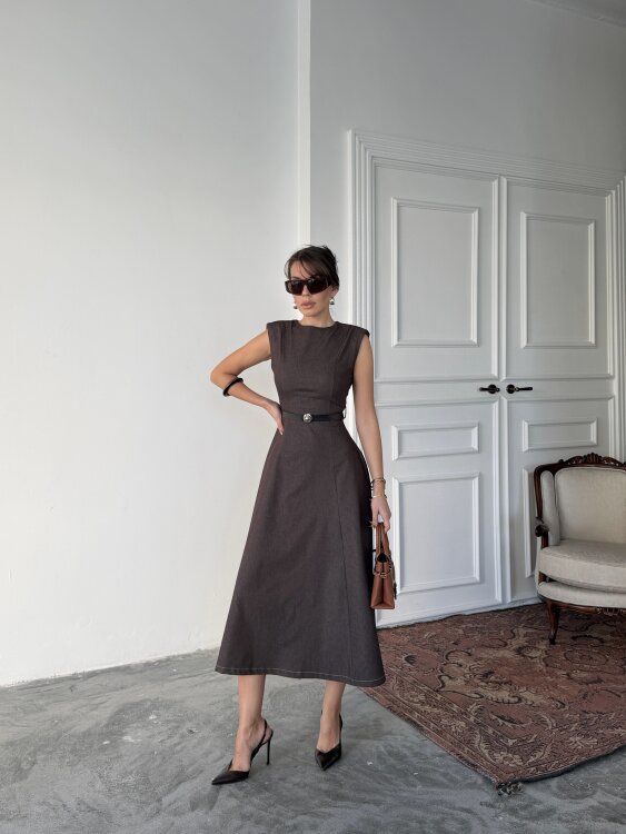 Jacop Midi Elbise - Acı Kahve - 4