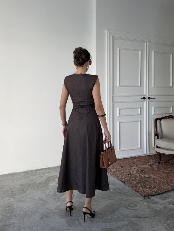 Jacop Midi Elbise - Acı Kahve - 5