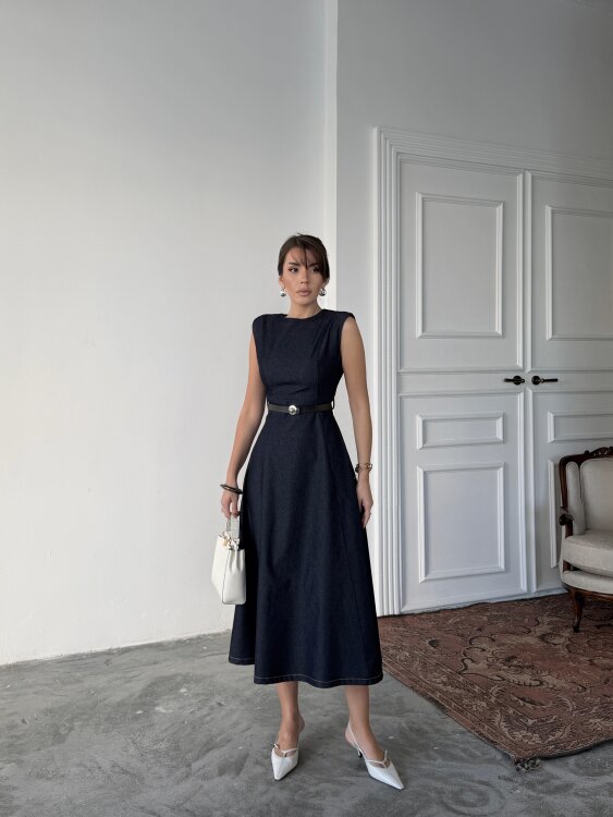 Jacop Midi Elbise - Lacivert - Sevenday