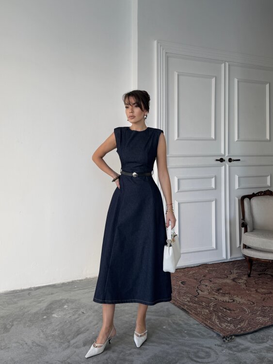 Jacop Midi Elbise - Lacivert - 4