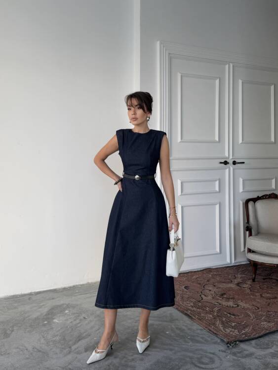 Jacop Midi Elbise - Lacivert - 4