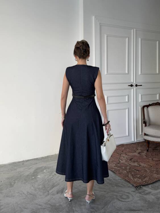 Jacop Midi Elbise - Lacivert - 5