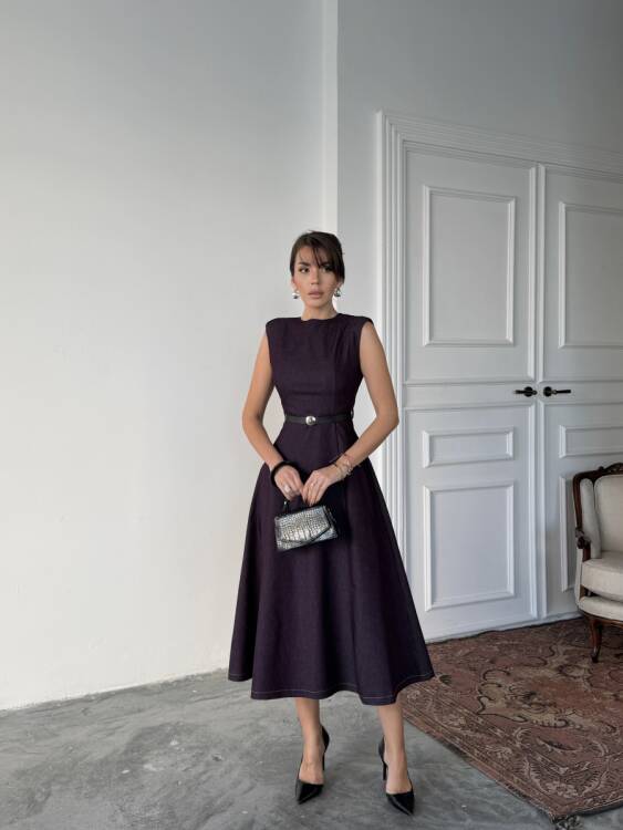 Jacop Midi Elbise - Mor - 2