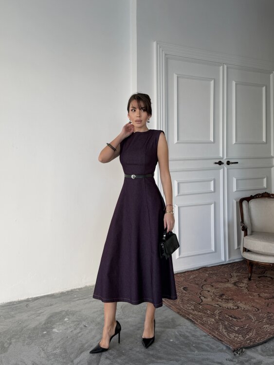 Jacop Midi Elbise - Mor - 3