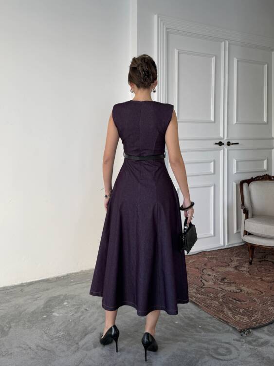 Jacop Midi Elbise - Mor - 4