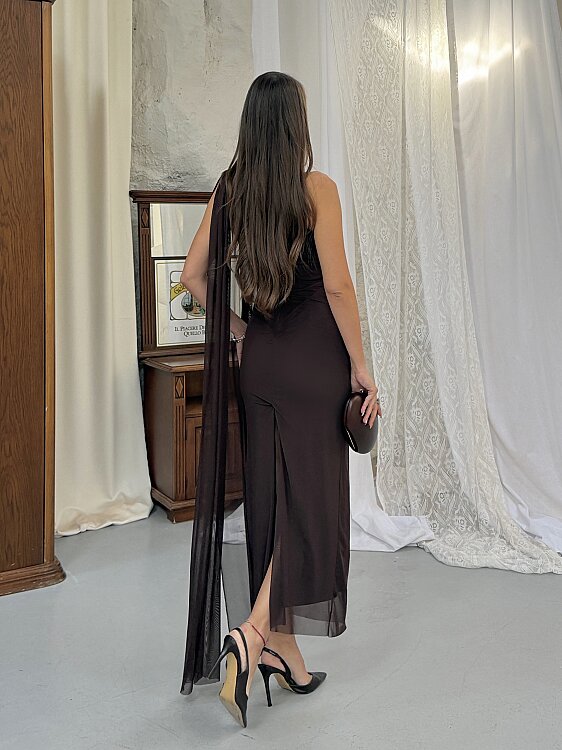 JASMINE Midi Elbise - Acı Kahve - 6