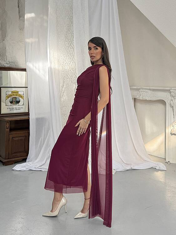 JASMINE Midi Elbise - Bordo - 2