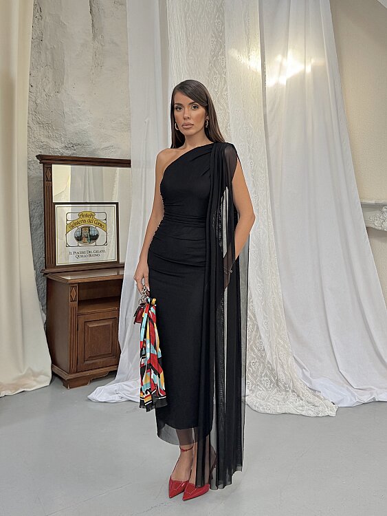 JASMINE Midi Elbise - Siyah - Sevenday