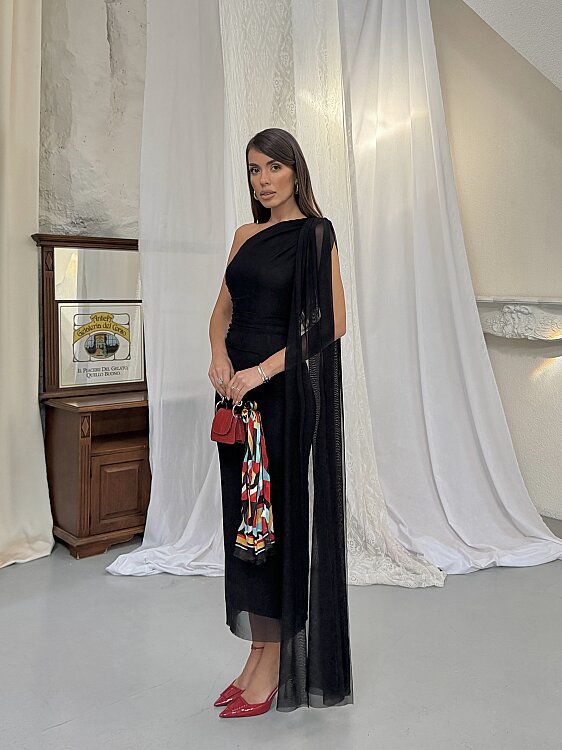 JASMINE Midi Elbise - Siyah - 4