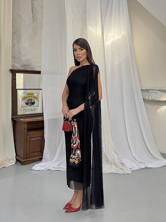 JASMINE Midi Elbise - Siyah - 4