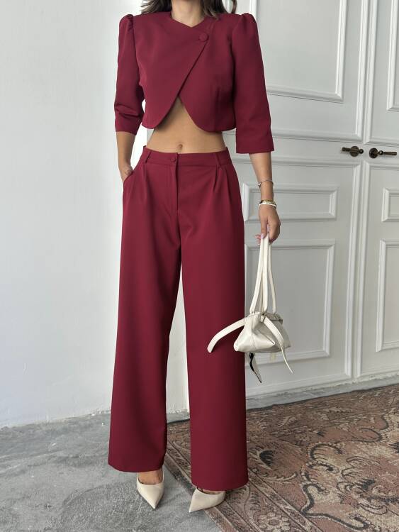 Juniper Ceket Pantolon Takım - Bordo - 4