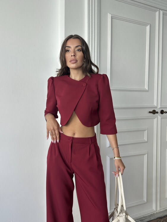 Juniper Ceket Pantolon Takım - Bordo - 5
