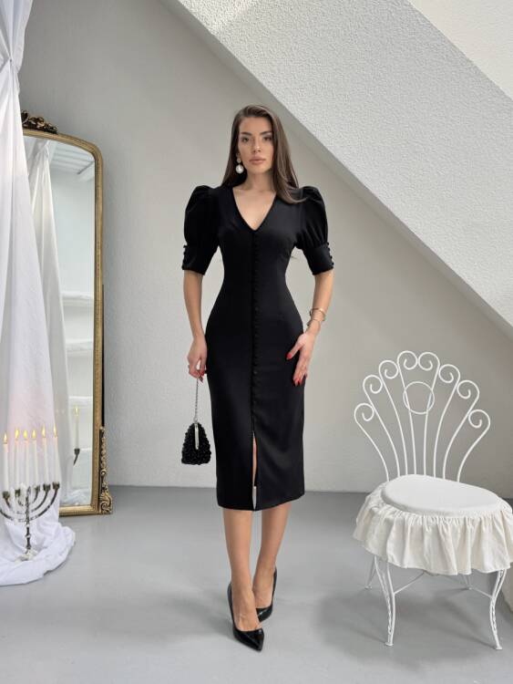 Juno Midi Elbise - Siyah - 1