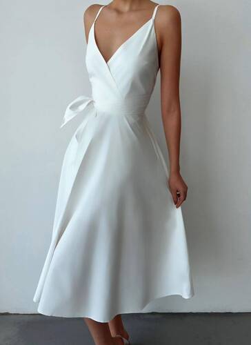 Kiraa Poplin Elbise - Beyaz