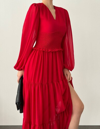 Lancester Elbise- Kırmızı - Thumbnail